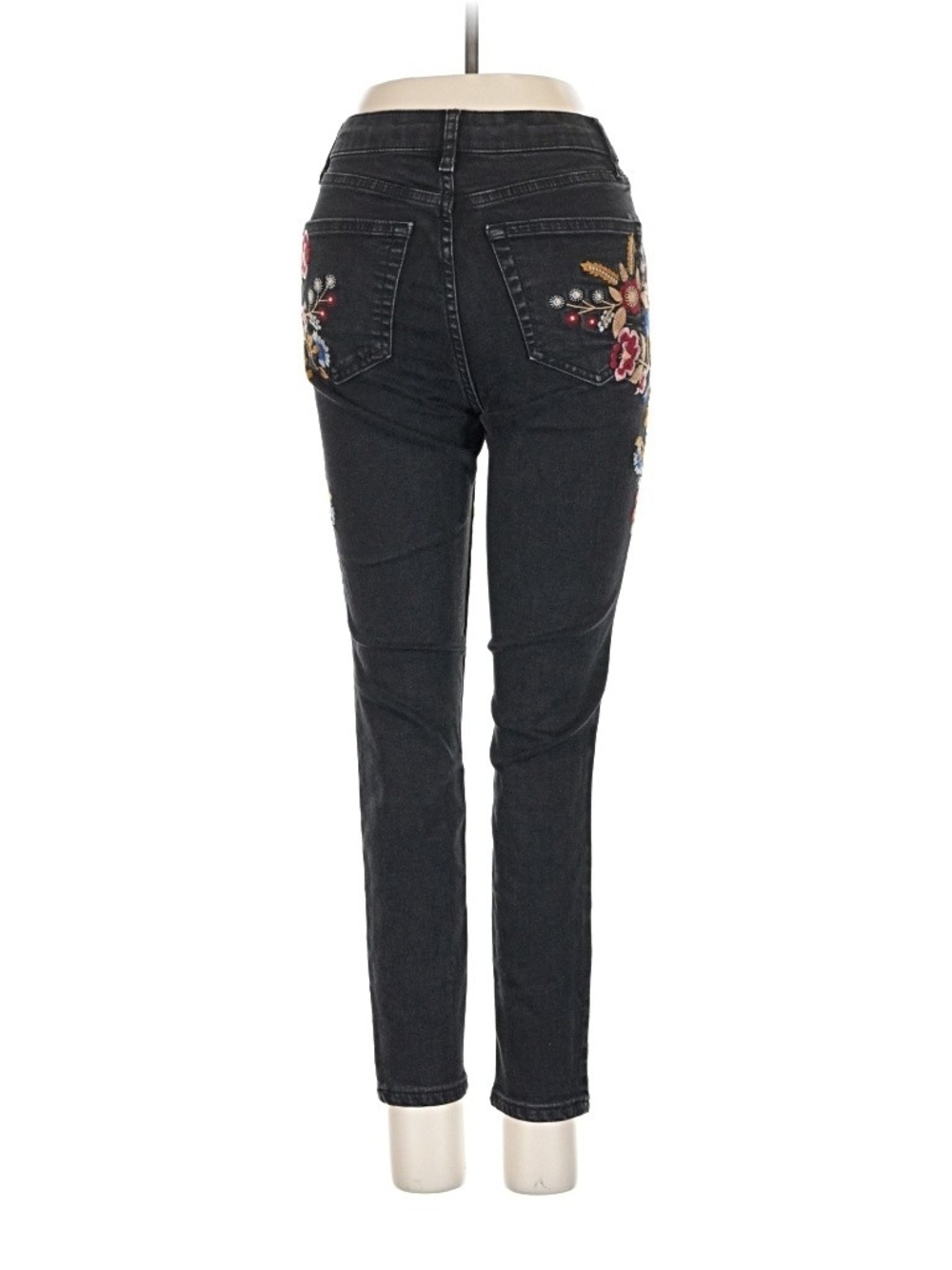 Topshop Jamie Jeans with Multicolor Floral Embroidery Size 25 - Picture 14 of 15